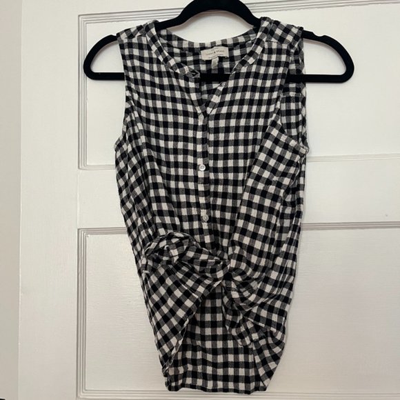 Lucky Brand gingham sleeveless button-down top, black and white, size XS - Picture 6 of 6